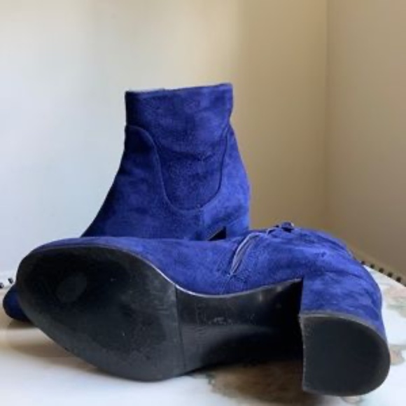 L.K.Bennett Blue Suede Ankle Boots - Picture 4 of 5